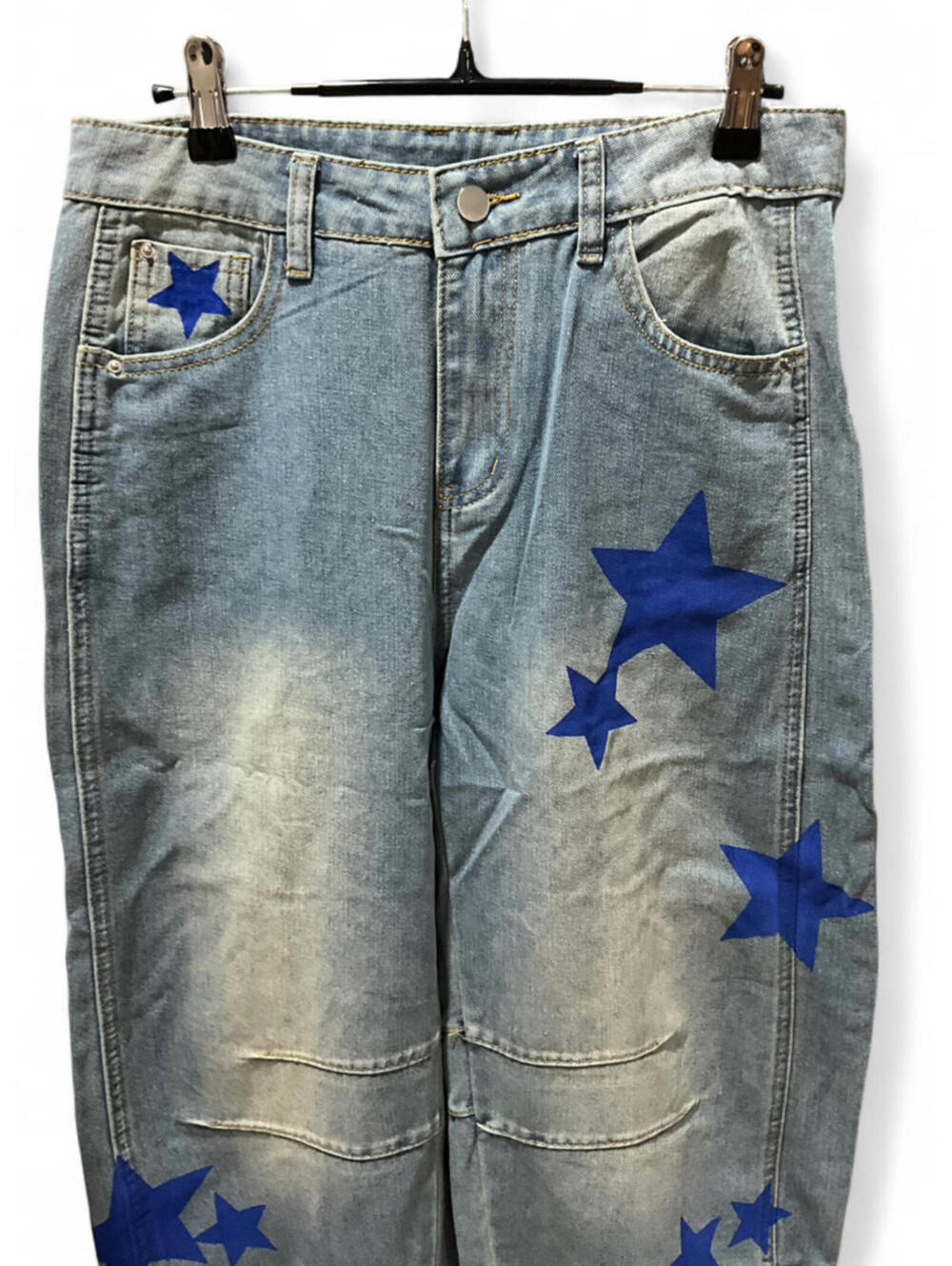 NWT BARREL Y2K SZ M Streetwear High Rise Slouchy Ankle Cropped Denim Star Jeans - Picture 7 of 7